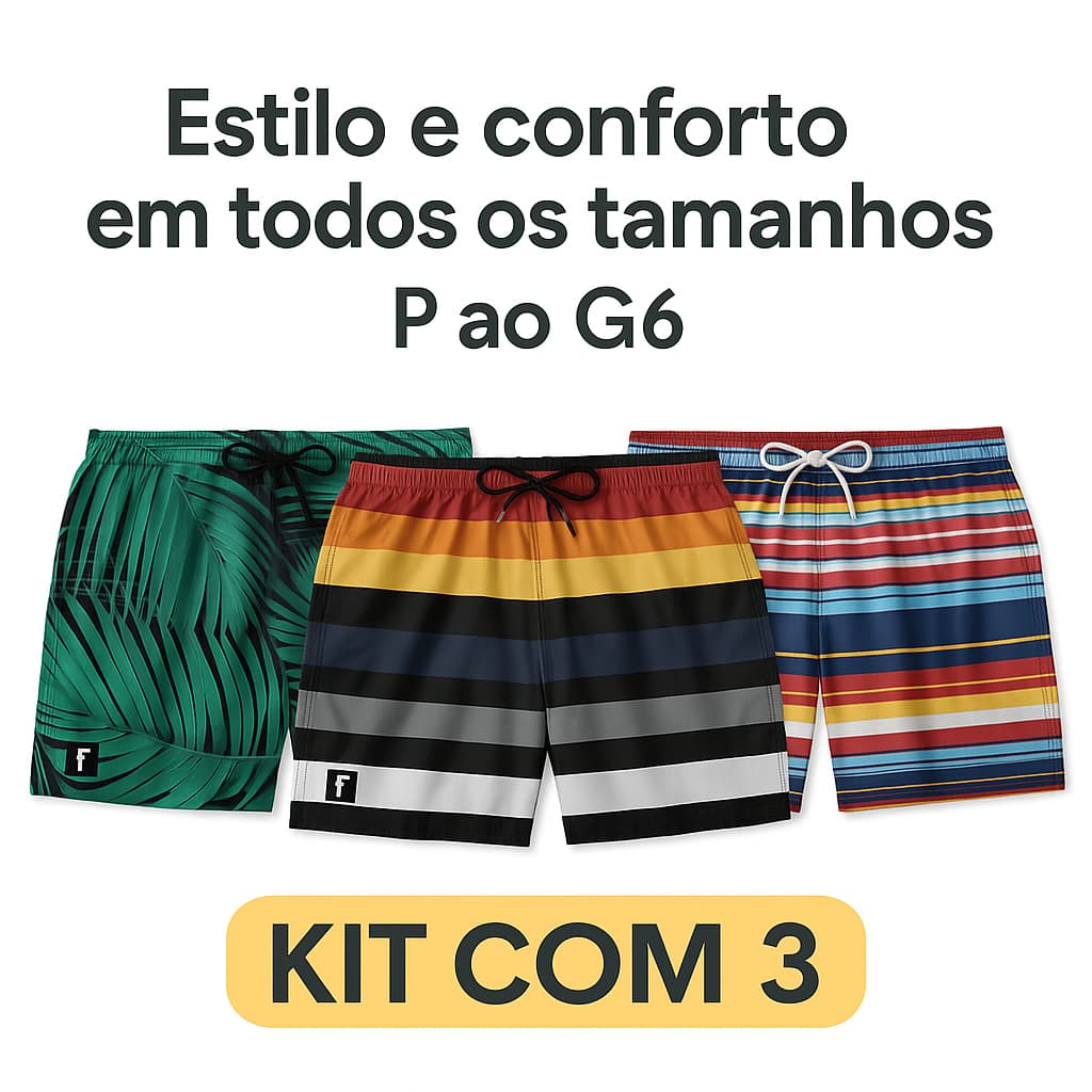 Kit Bermuda Tactel Estampado Masculino Praia Premium Short Mauricinho Verão Adulto