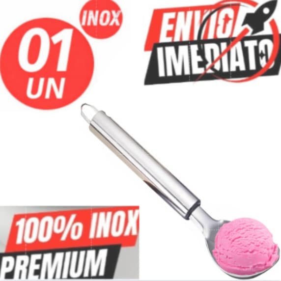 Colher de Sorvete inox 19,5CM, colher inox cozinha, utensílio de cozinha.