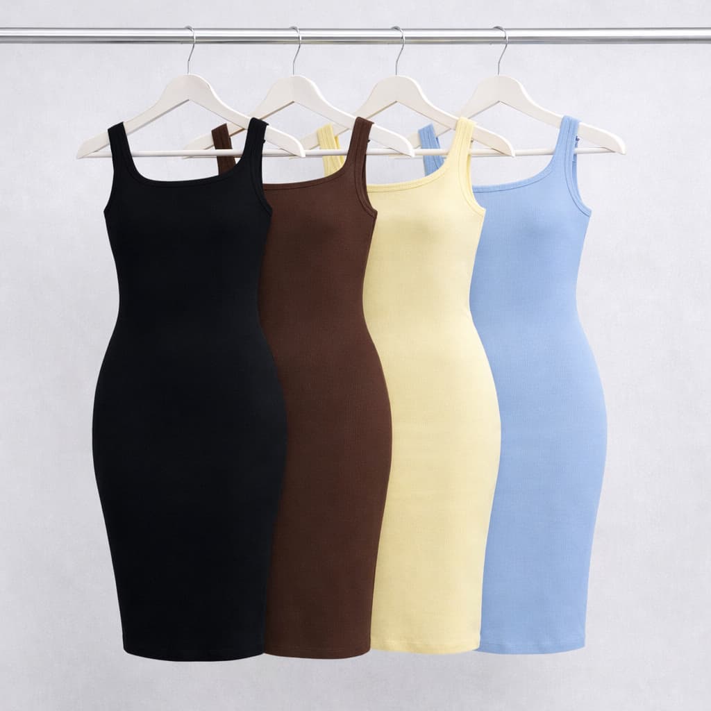 Ki 4 Vestido Regata Midi Canelado Ribana Algodão Elastano Alças Canelado Premium