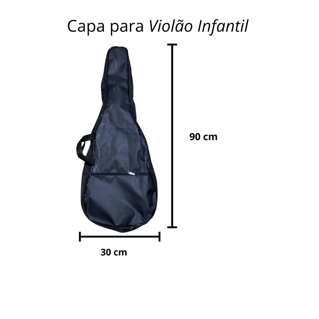 Capa Bag Bolsa Mochila para Violão Infantil Simples Preto com Alça de Ajuste