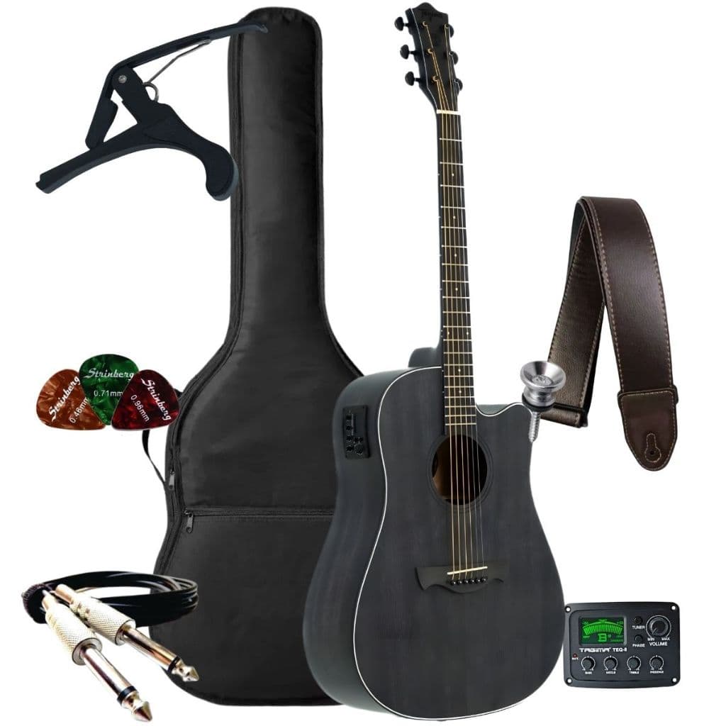 Kit Violão Tagima TBW Black Wood Series Elétrico Folk + Acessórios