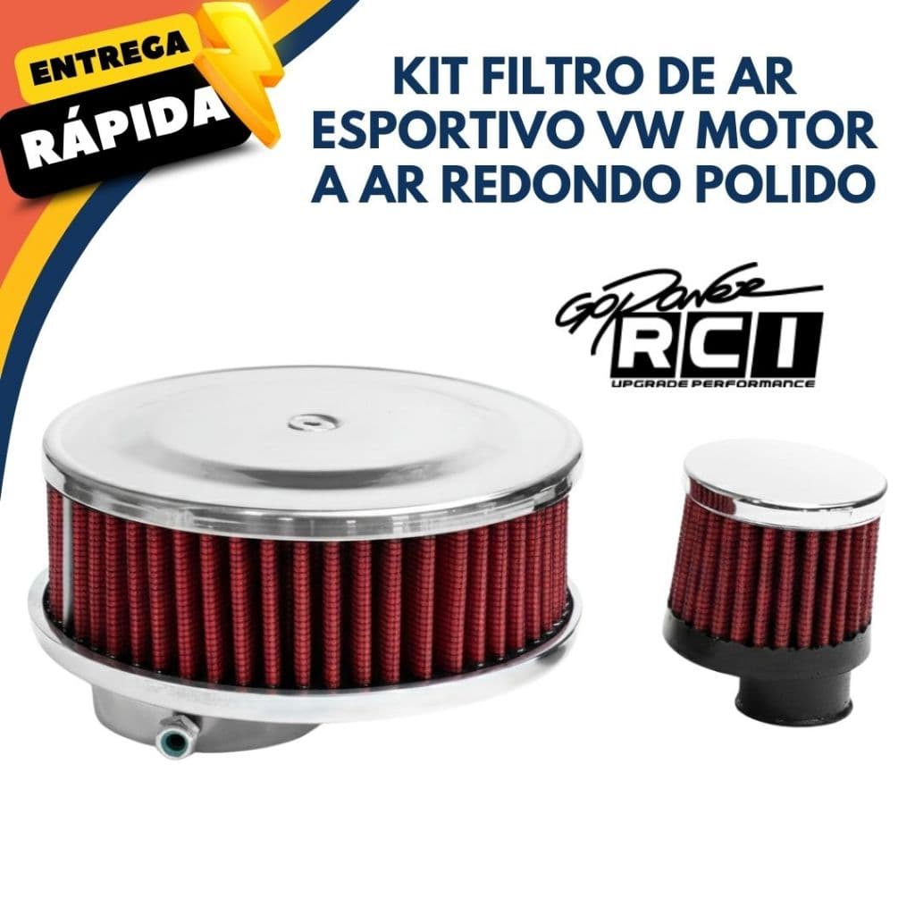Filtro de Ar Esportivo Redondo Vintage Fusca Solex PIC30 RC053 Motor VW a Ar Volkswagen Vermelho