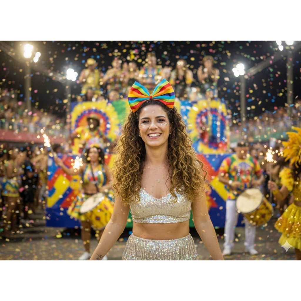 Tiara com Laço Colorido Arco-Íris Fantasia Alegre, Divertida e Cheia de Estilo Carnaval