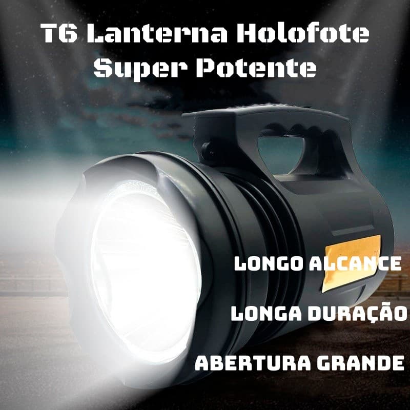 Lanterna Portátil T6 30W 6000A Super Forte, À Prova de Água, Alta Duração