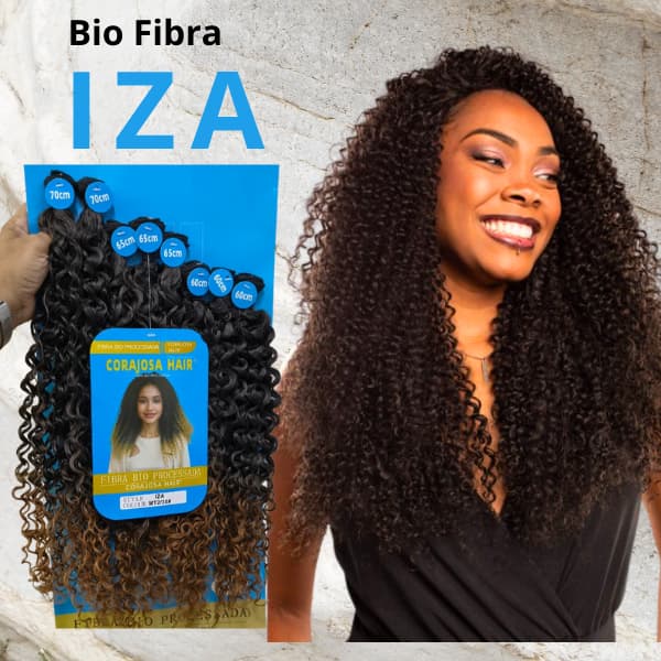 Fibra Bio Processada Aplique Cabelo Cachos -70cm - 8 Tela - IZA - Corajosa Hair