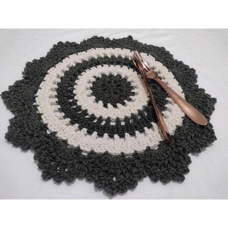 kit Sousplat de Crochê, 37cm 4 lugares, Jogo Americano  de crochê redondo, descanso de prato, Decoração de mesa