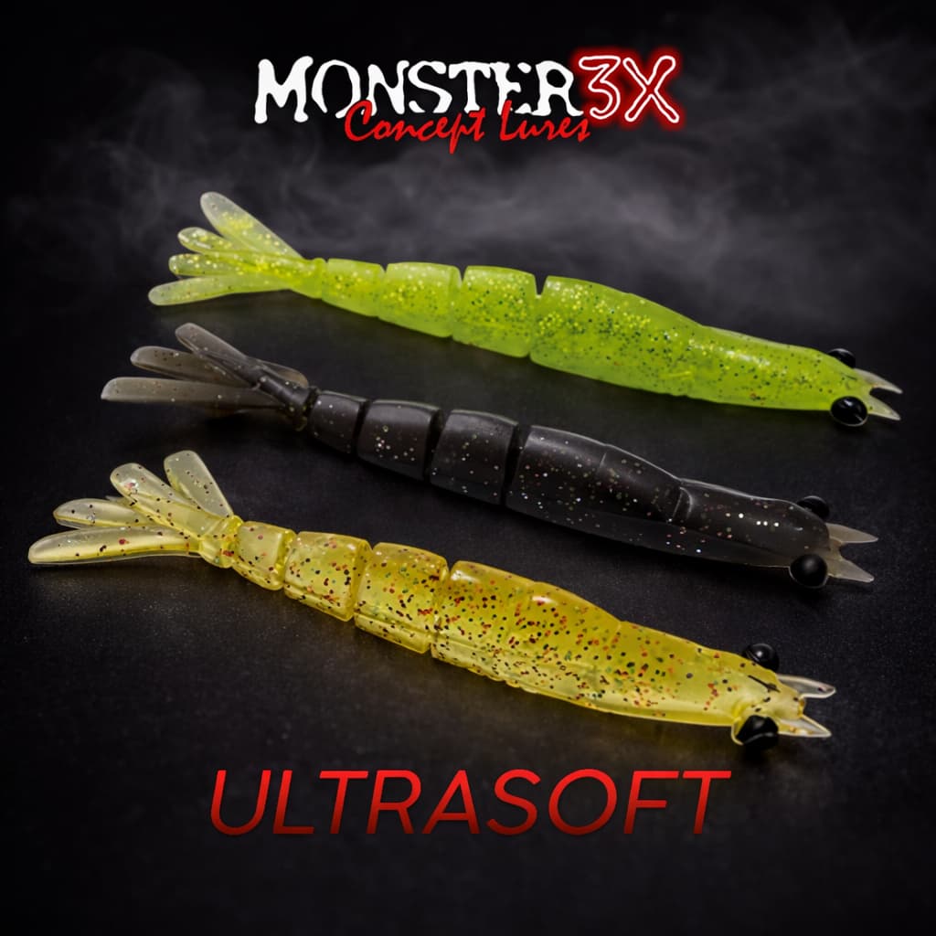 Isca Artificial Camarão Ultra Soft 7,5cm Monster 3X Com 3 Unidades Para Pesca