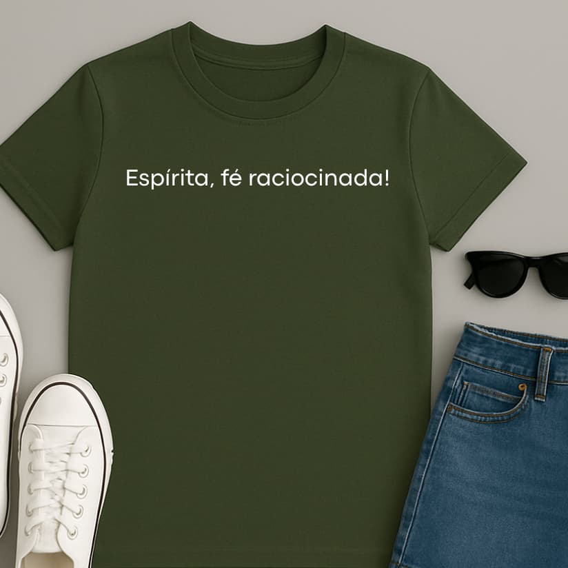 Camiseta Unissex Frase "Espirita, Fé Raciocinada!' Espirita Espiritismo Algodão Envio Imediato Qualidade Premium