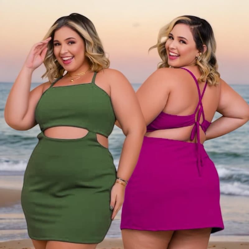 Vestido Tubinho Plus Size Feminino Ajuste na Costa Estilo Casual  Malha Scuba Tam Único 44ao48