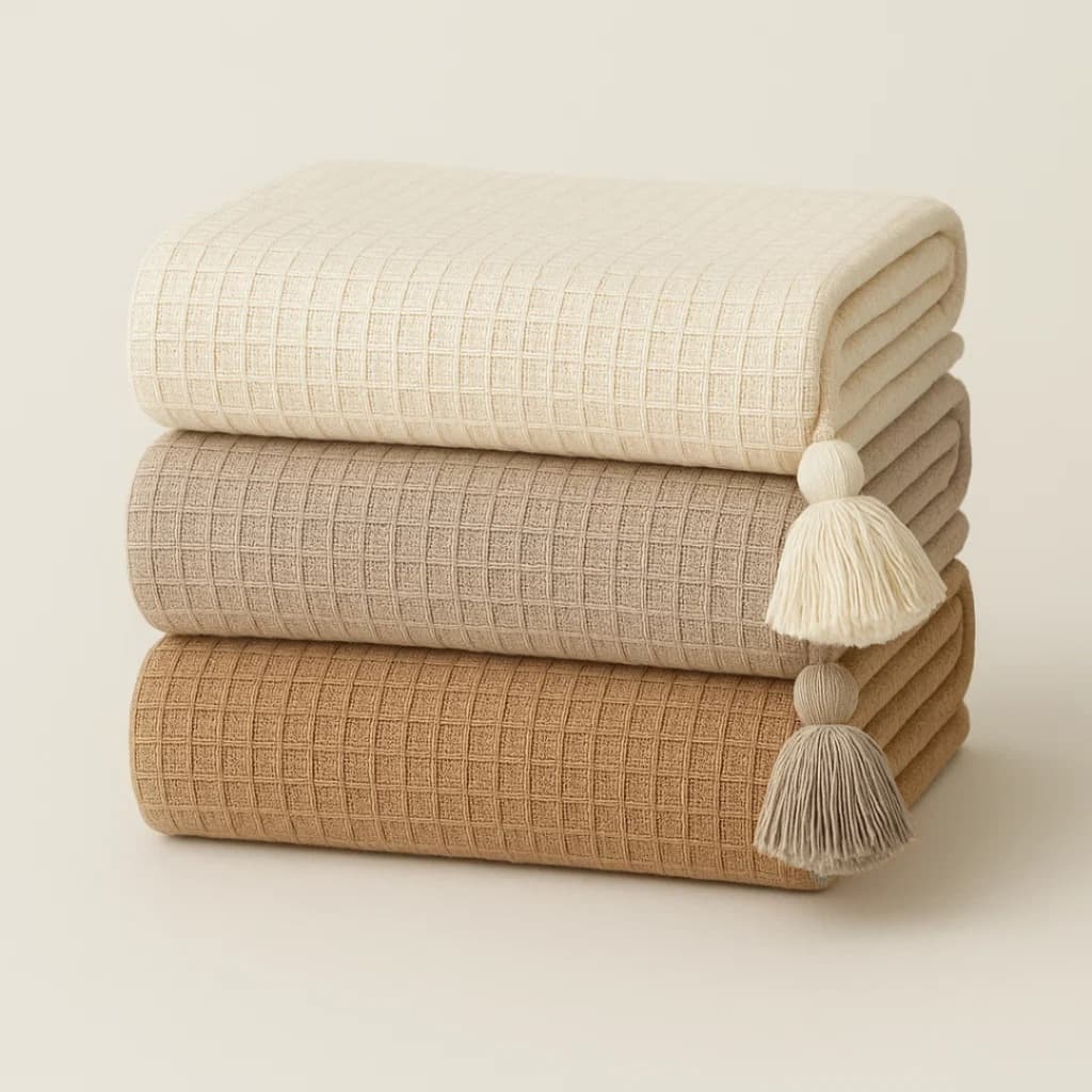Manta Xale Pompom 1.40M X 1.40M Decorativa Artesanal 1,40x1,40m – Algodão Premium para Sofá e Cama Top