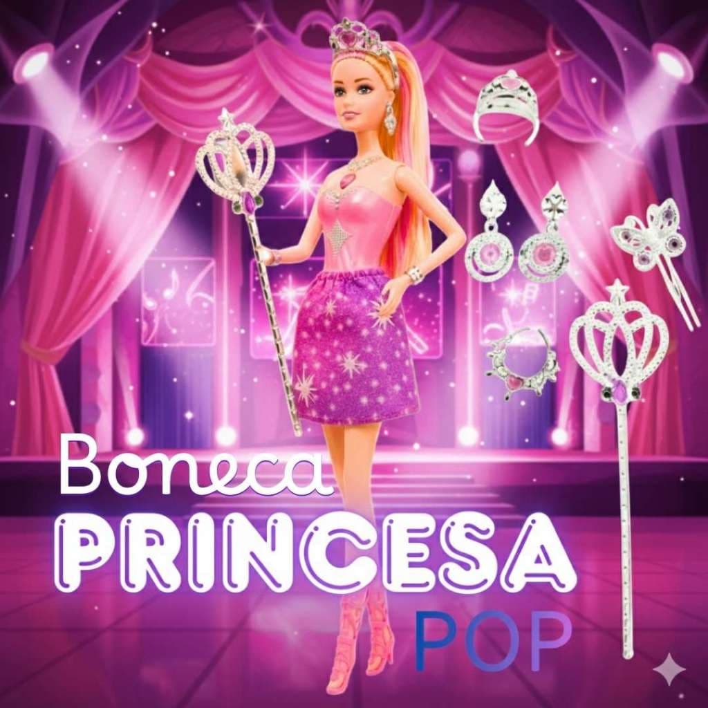 Boneca Princesa Pop Com Acessórios - Princesa Moderna Perfeito Para Presente