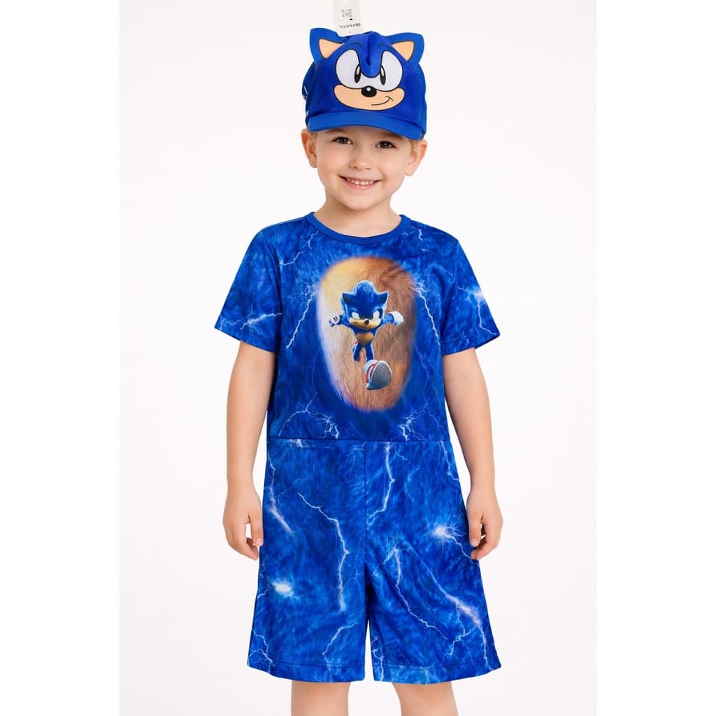 Fantasia Sonic Infantil Completa Com Boné e Máscara | Look COMPLETO E DIVERSÃO