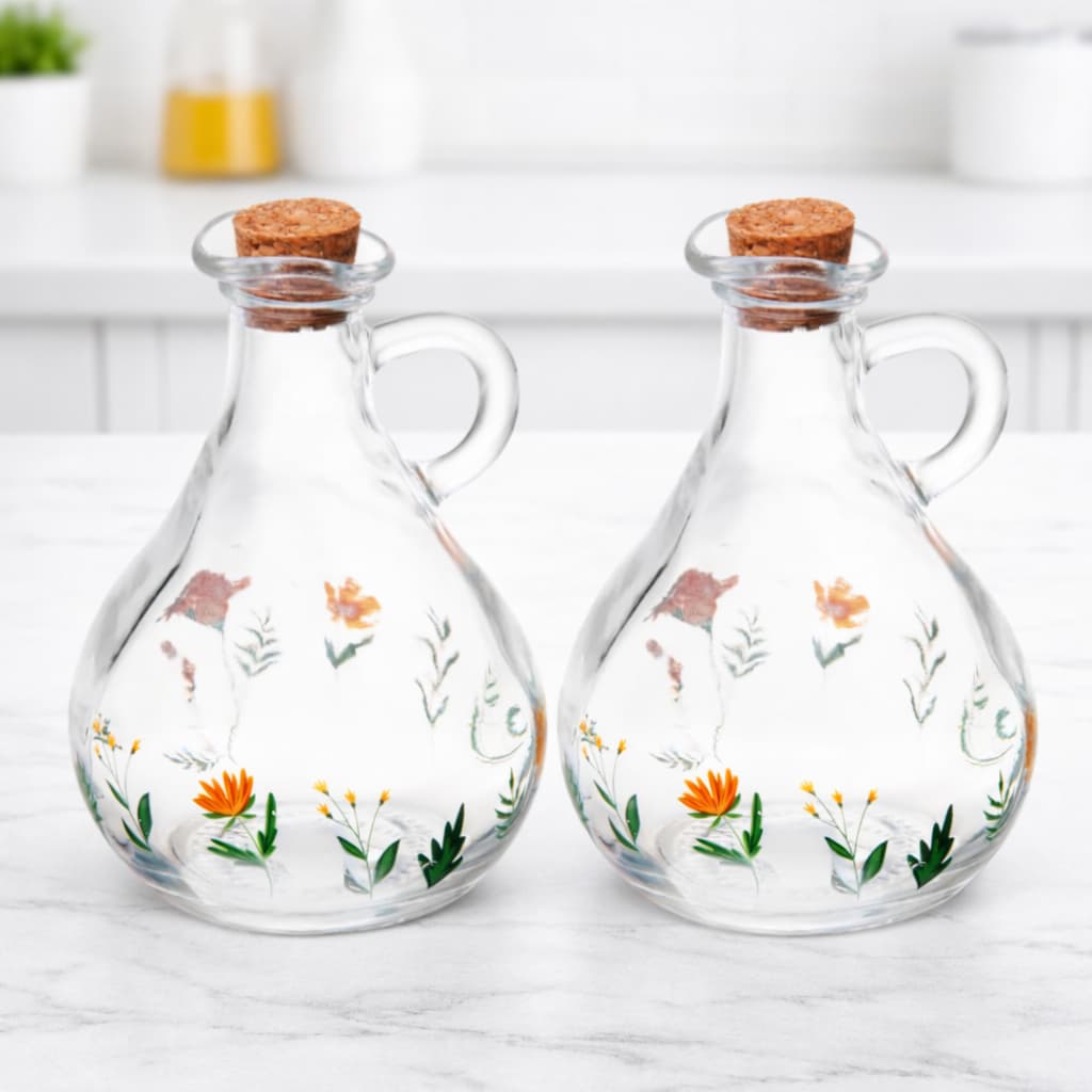 Garrafa para Azeite com Tampa de Cortiça Flora 300ml Vidro - Lyor