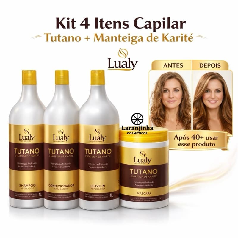 Kit Capilar Tutano + Manteiga de Karité Lualy 4 Itens Tratamento Profissional Hidratação e Reparação