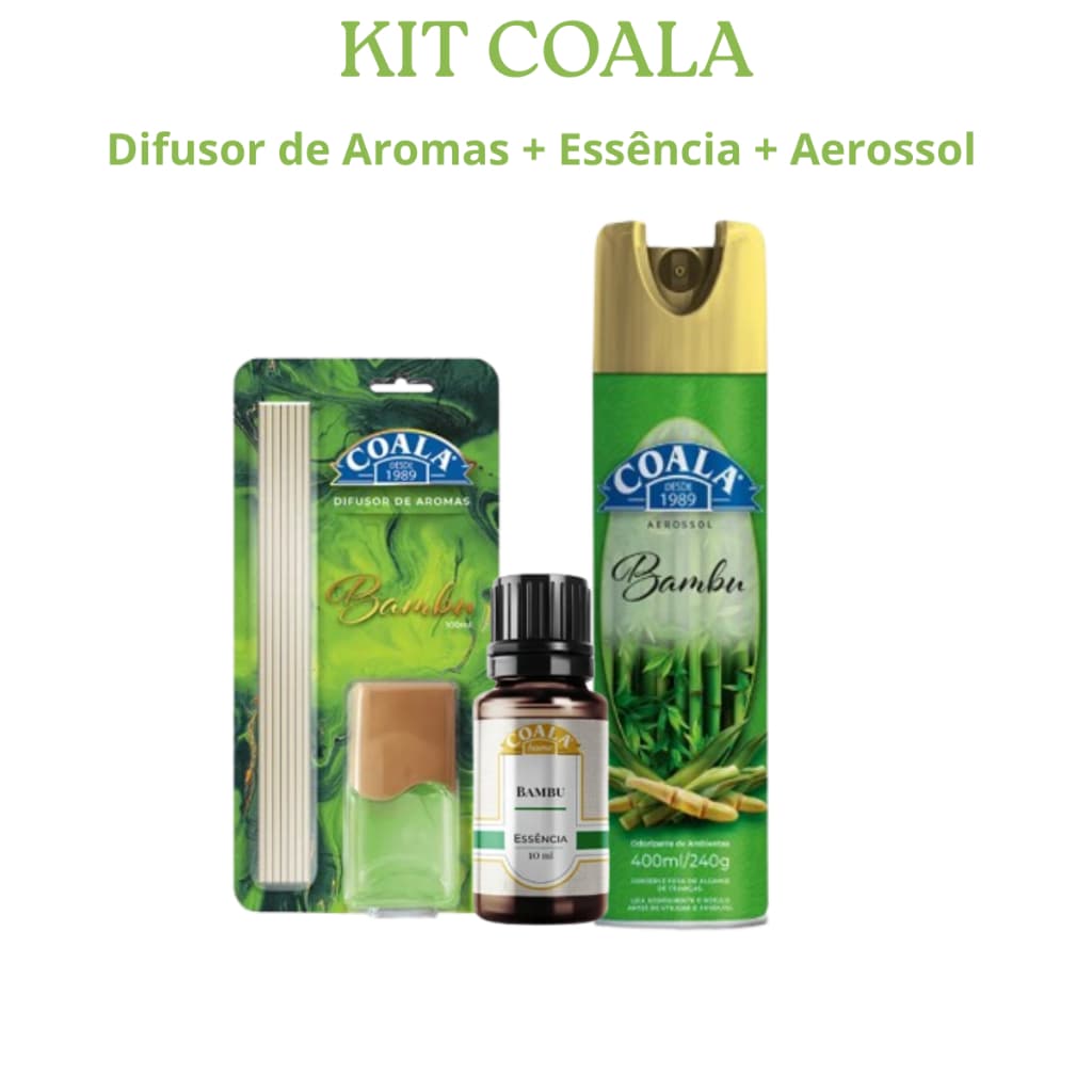 Kit Aromatizador De Ambientes Bambu Difusor 100ml Essência 10ml Odorizante 400ml Cheirinho Casa