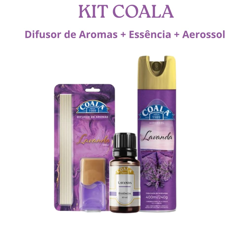 Kit 3x Unidades Essência + Difusor + Odorizante Lavanda Coala Cheirinho Para Casa Aromatizador