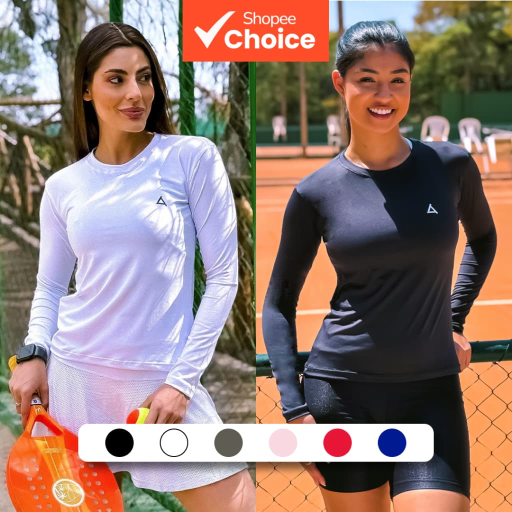 KIT 2 Camisas Térmicas Feminina Proteção UV 50+ Segunda Pele Camiseta Malha Fria Blusa Manga Longa