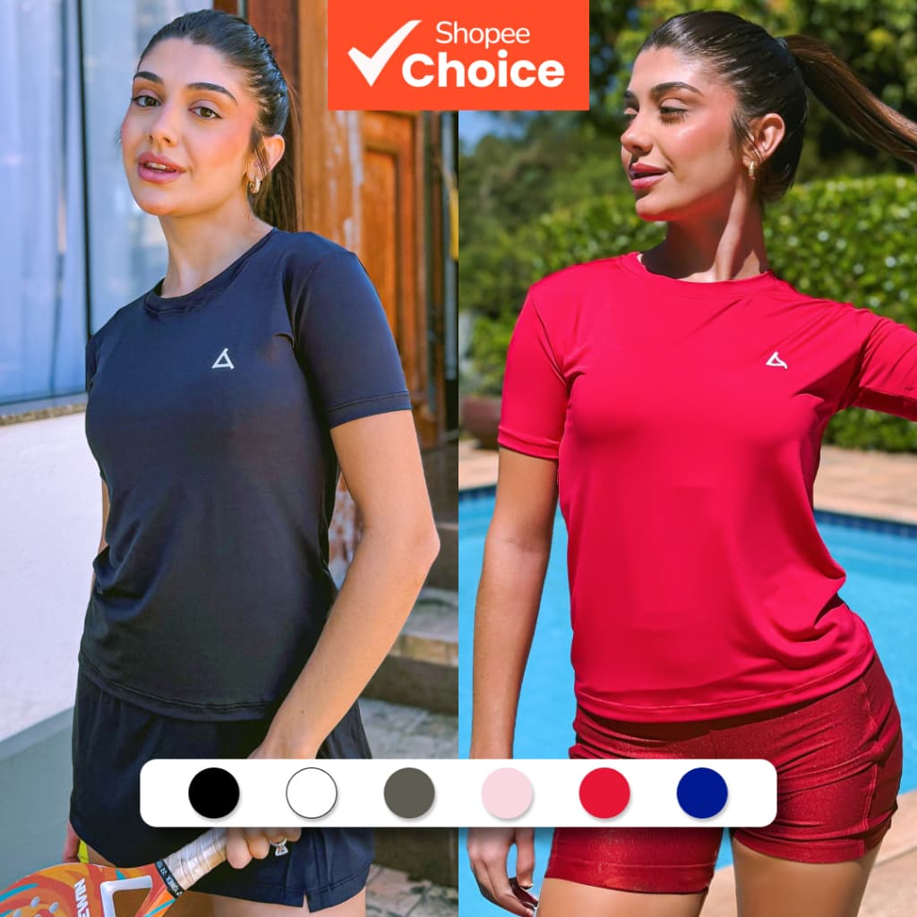 Kit 2 Camiseta Feminina Dry fit Blusas Camisas Para Academia Proteção UV 50+ Slim