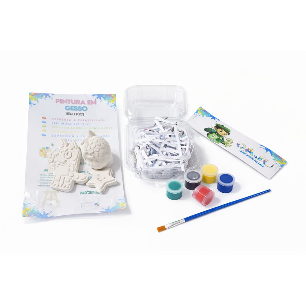 KIT PINTURA EM GESSO 3 PEÇAS CRIANÇAS  LEMBRANCINHAS ENTRETENIMENTO CRIATIVIDADE BRINCADEIRAS