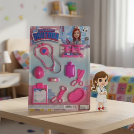 Kit Medica Doutora 9 Peças Brinquedo Infantil Medicina