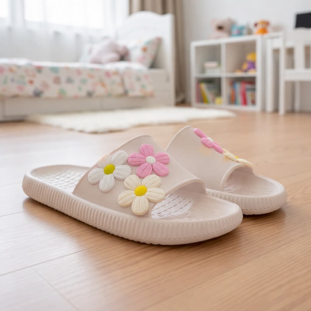 Chinelo Infantil Jovens Nuvem Slide Menina Florzinhas Coloridas Confortável Leve