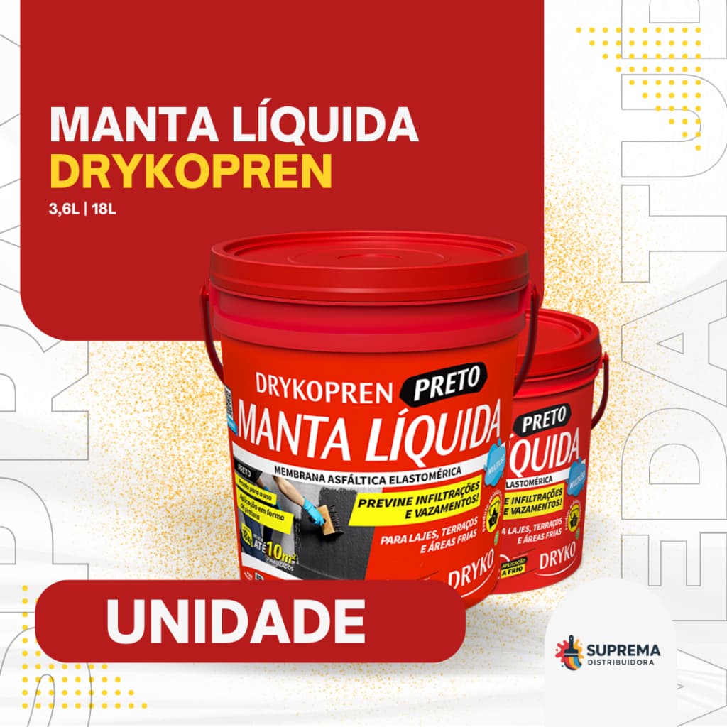 Manta Líquida Emulsão Asfáltica Preto Drykopren – Impermeabilizante, Emborrachada, Vedapren Profissional