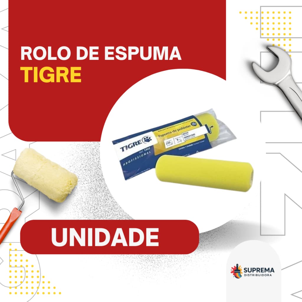 Rolo de Espuma para Pintura 23cm Tigre – Acabamento Profissional e Uniforme | ref: 1342-230