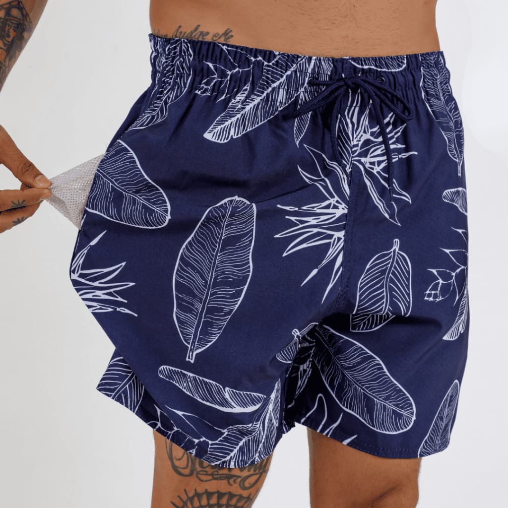Short Masculino Bermuda Estampada De Praia Piscina Primavera Verão Reforçada Calção De Banho Poliamida