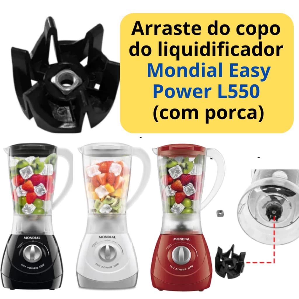 Acoplamento Arraste do Copo Liquidificador Mondial Easy Power L550 (COM PORCA)