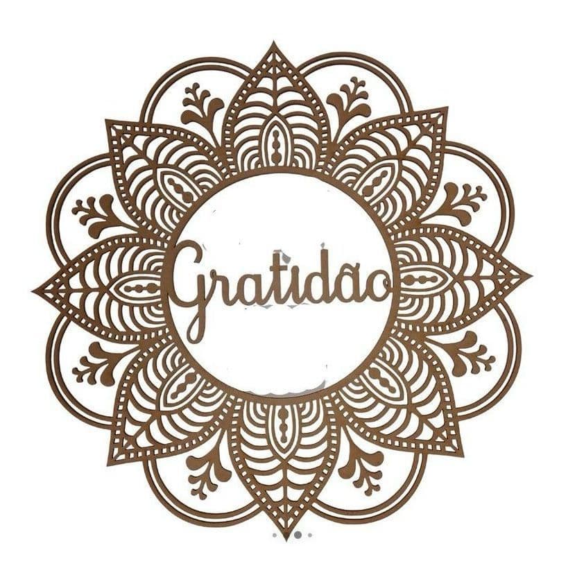 Mandala Gratidão 60cm em MDF Cru