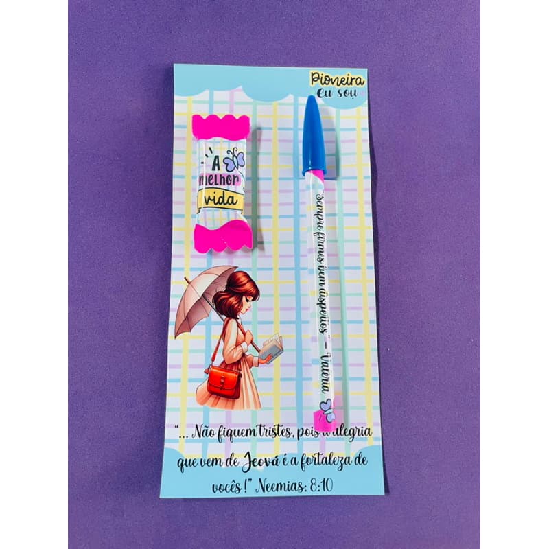 💜1 kit pioneiro - Calendário +card+bala e caneta personalizada/Mimos pioneiros