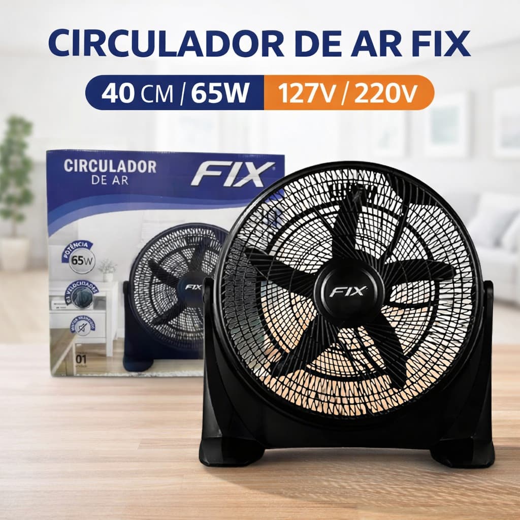 Circulador de Ar Ventilador de Chão Ajustável 40cm 3 Velocidades Motor Silencioso Potente Econômico