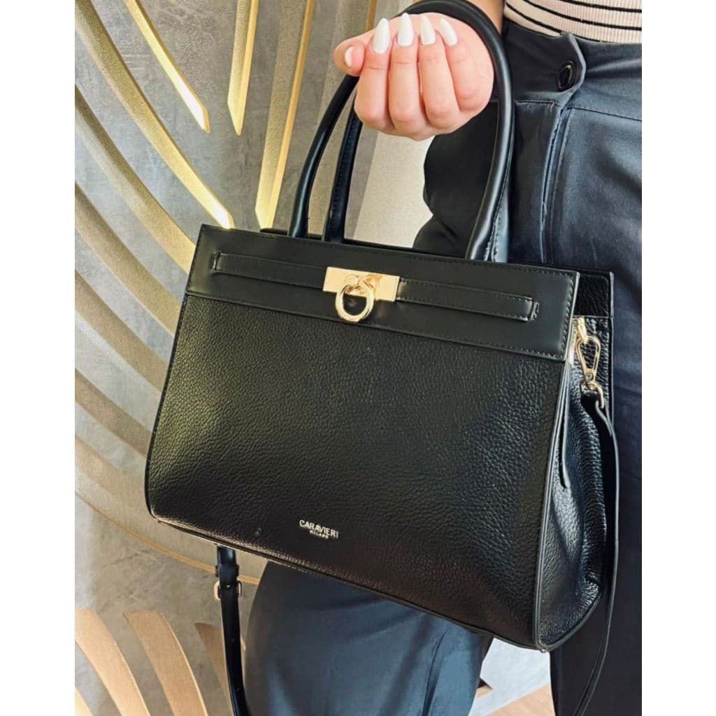 Bolsa Acessório Feminino Caravieri Milano Elegante Espaçosa Alças de Ombro e Transversal