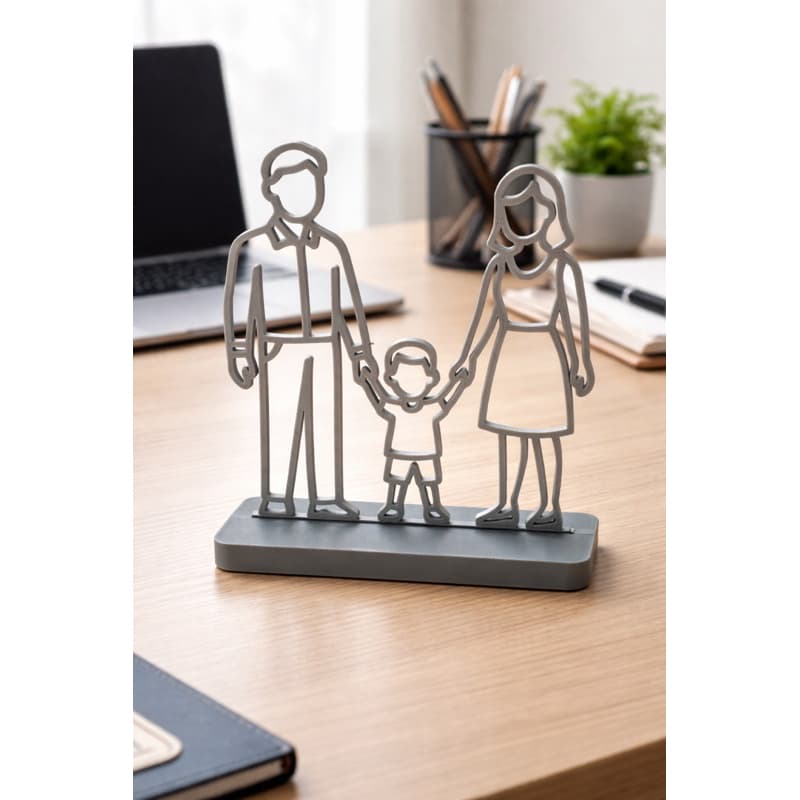 Escultura Família Minimalista – Símbolo de Amor em 3D