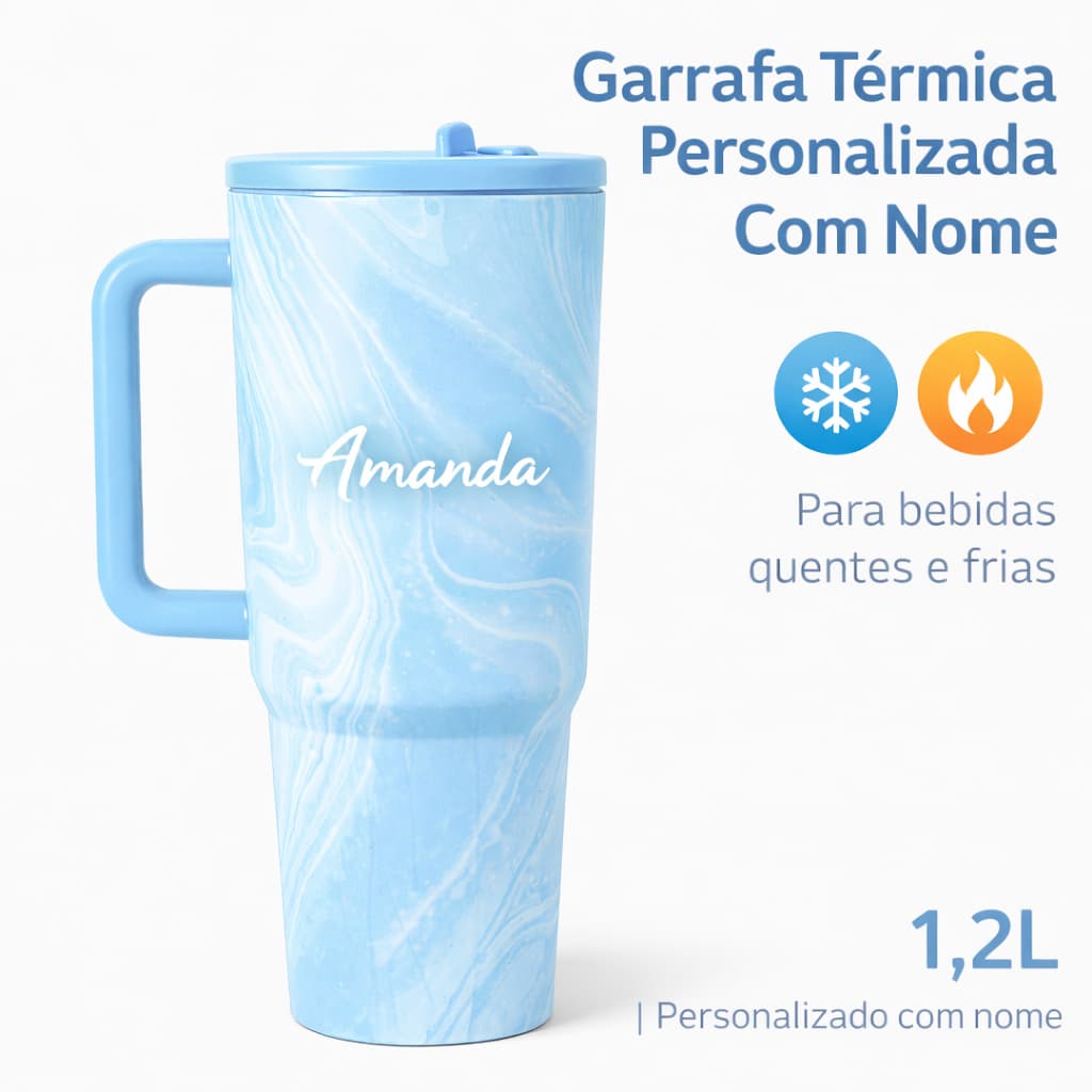 Garrafa Térmica Personalizada Com Nome 1,2L Uso Diário Academia Trabalho
