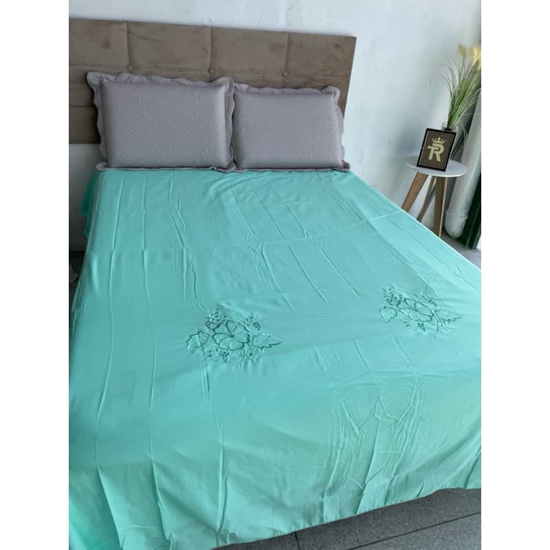lençol casal bordado sem fronha toque de algo daena 2,40 x2,60