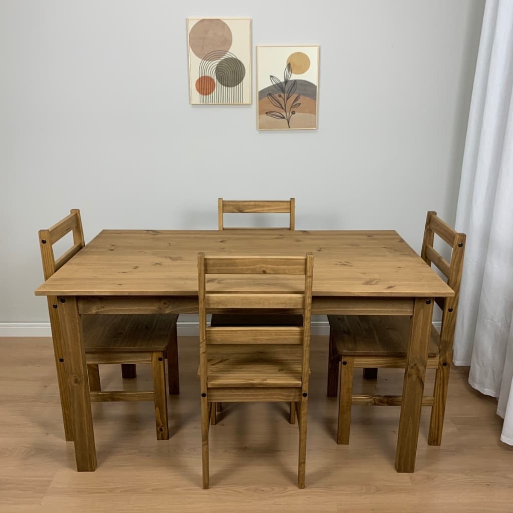 Mesa De Jantar Com 4 Cadeiras Madeira Maciça 140 X 80 Rustic Londres