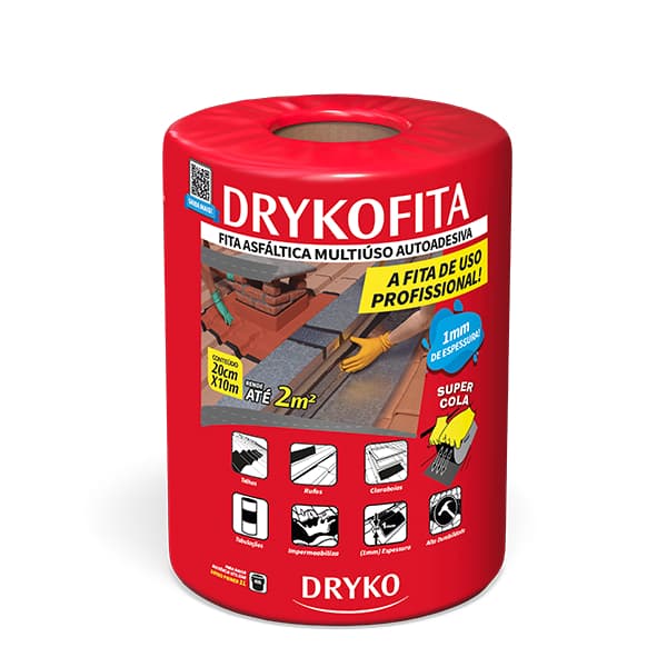 Fita Asfáltica Multiuso Autoadesiva Cinza 20cm x 10m Dryko – Vedação Impermeável para Telhado e Calha