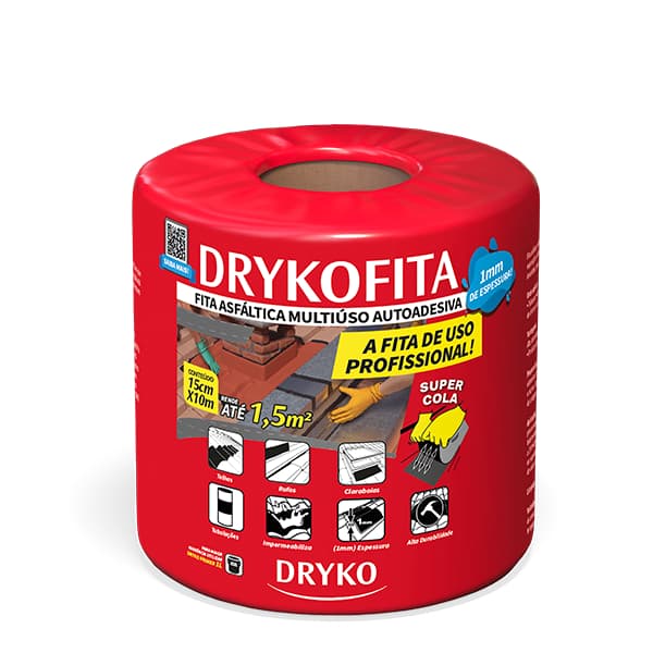 Fita Asfáltica Multiuso Autoadesiva Cinza 15cm x 10m Dryko – Vedação Impermeável para Telhado e Calha