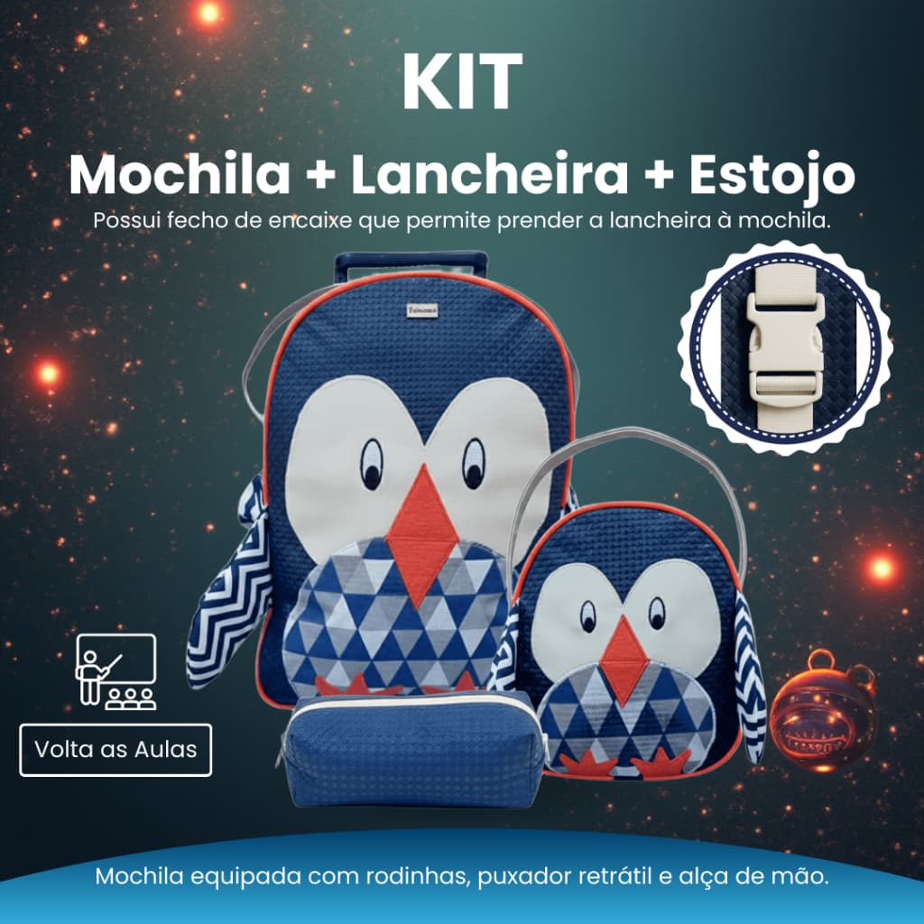 Kit Mochila De Carrinho G e P Infantil Bichinho