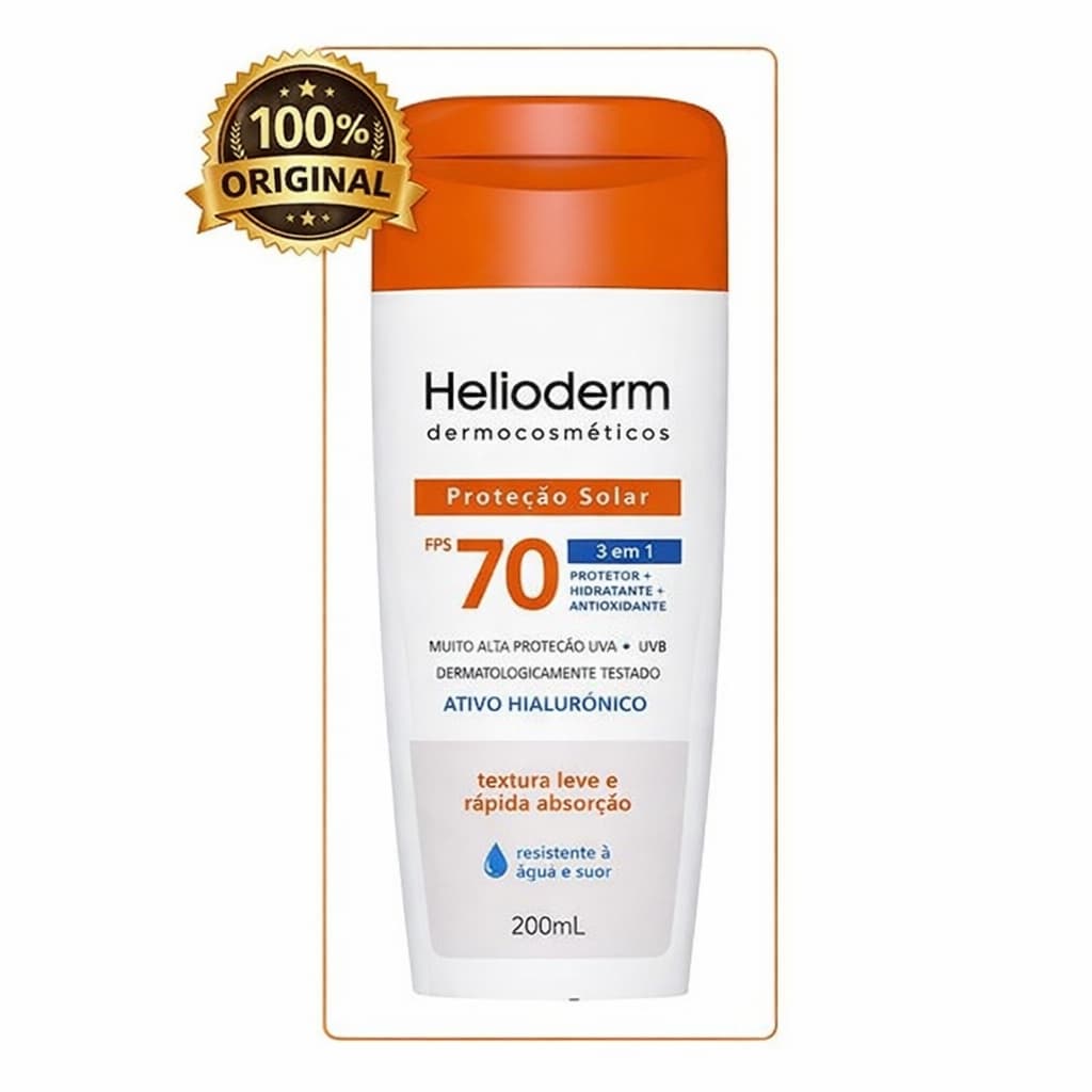 Protetor Solar Helioderm FPS 70 200ml - Proteção Prolongada e Hidratação Intensa