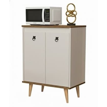 Cantinho Do Café Dream Classic Buffet Retro Pés De Madeira Maciça - Cor: Off White / Freijó e Outras