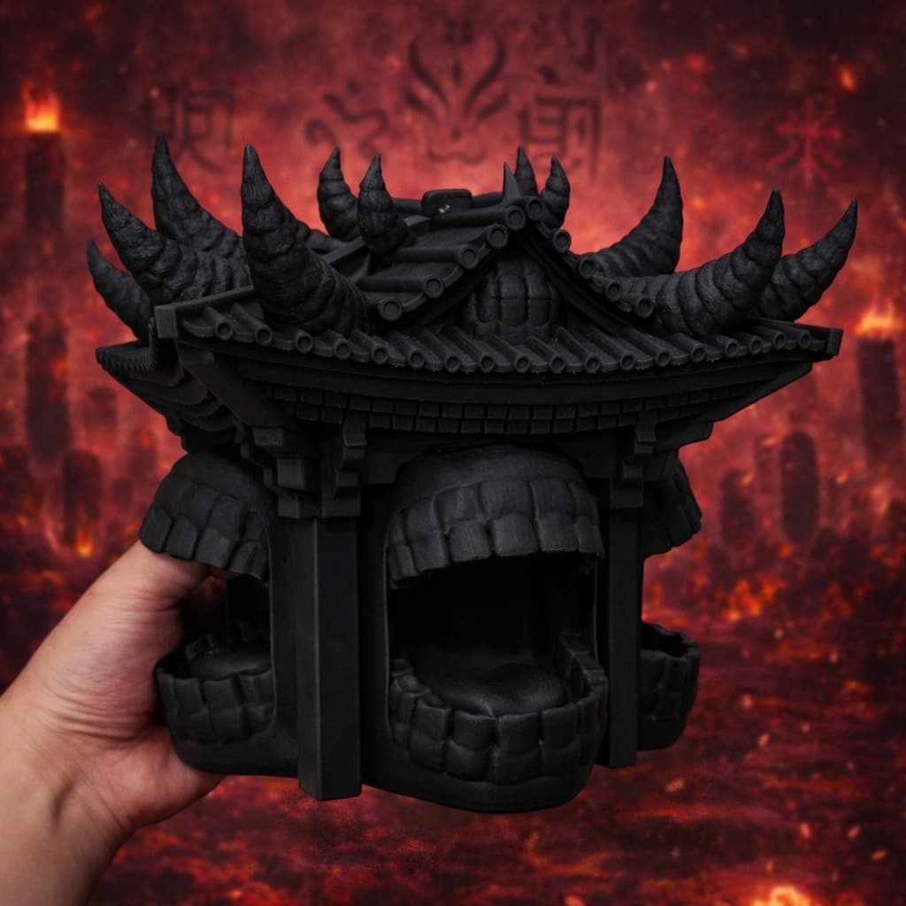 SUKUNA Santuário Profano  – Expansão de Domínio | Escultura 3D Preta | Fanart Jujutsu Kaisen