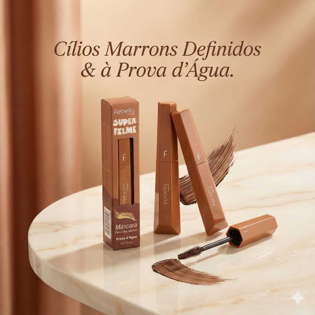Mascara de Cílios Super Filme Marrom a prova d'agua - Febella