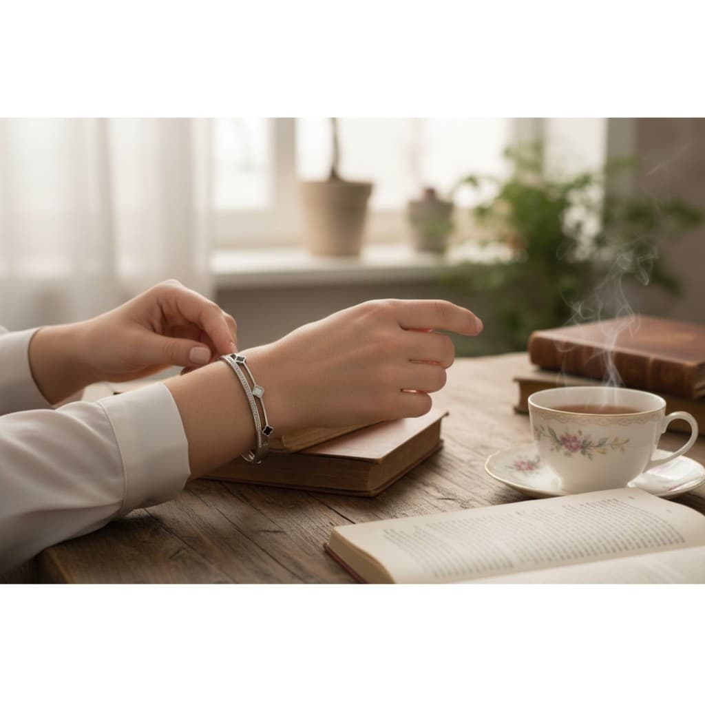 ✨ Braceletes Femininos em Aço Inox  Elegantes e Resistentes - Três trevos  fio brilhoso