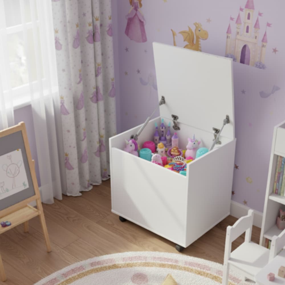 Bau Multiuso Brinquedos Sala Quarto Na Cor Branco