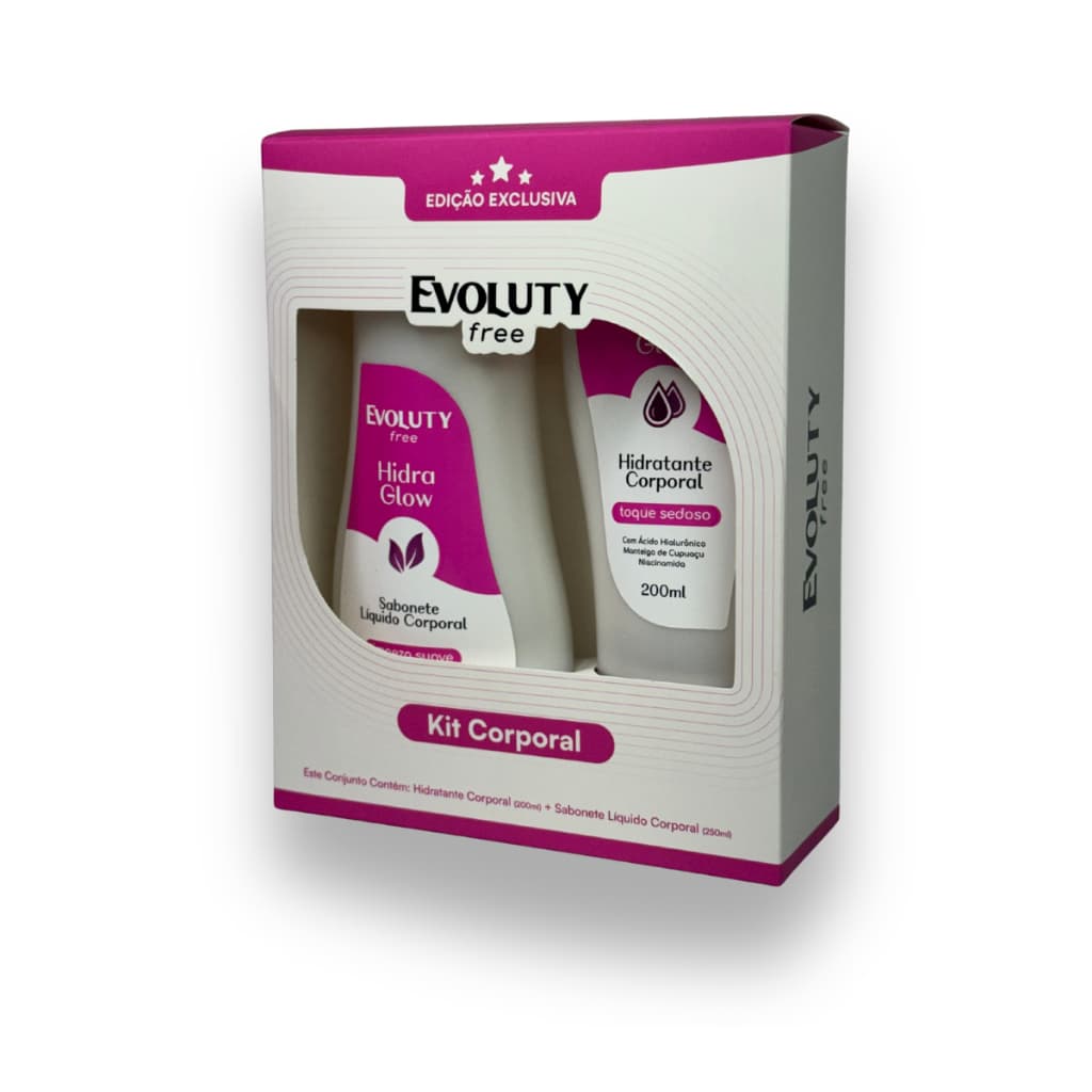 Kit Sabonete Líquido + Hidratante Corporal Evoluty Free Limpeza Hidratação Pele Corpo Cuidado Diário