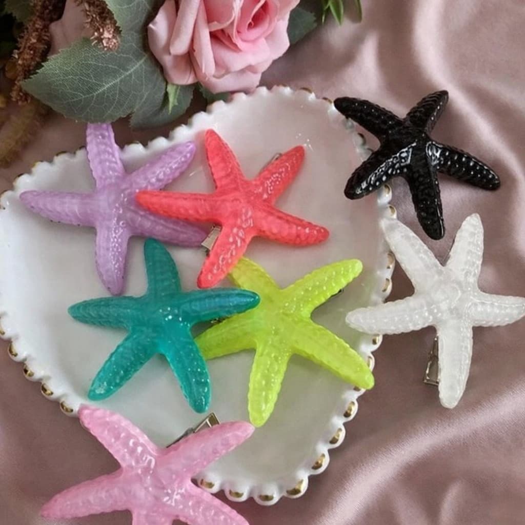 Presilha Piranha Hair Claw Feminina Prendedor de Cabelo | Estrela do Mar Moda Praia Verão Diversas Cores