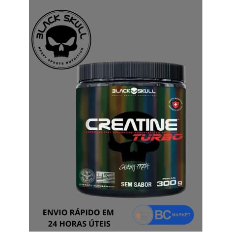 Creatina Monohidratada Creatine Turbo Black Skull 300g - Energia - Força - Ganho de Massa Muscular