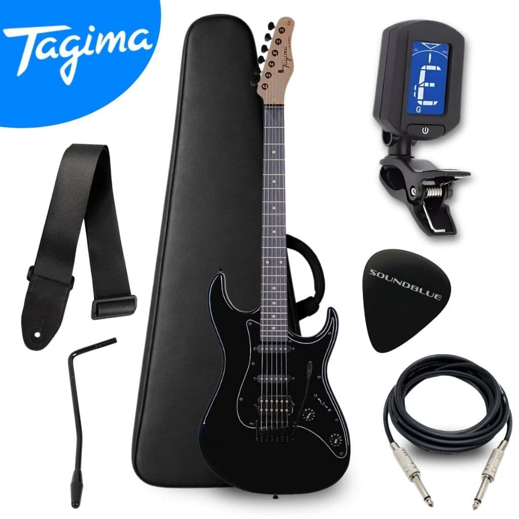 Kit Guitarra Tagima Tremolo Stratocaster Eletrica Profissional TG-520 Series Destro Case Capa Bag Correia Cabo Afinador